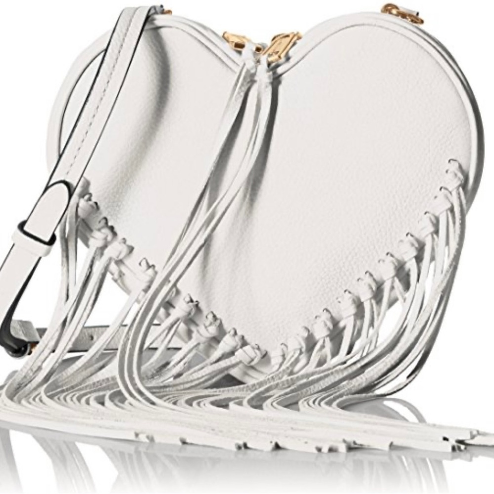 White Rebecca Minkoff special edition heart purse with fringe